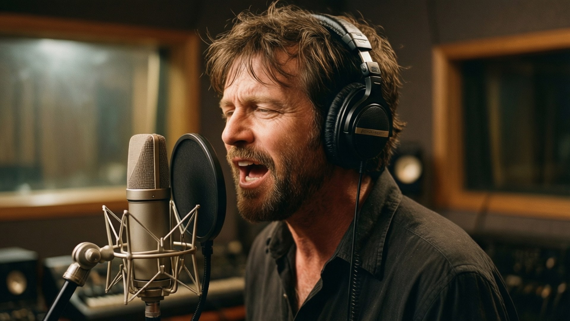 Benson Boone neemt op in een vintage studio.