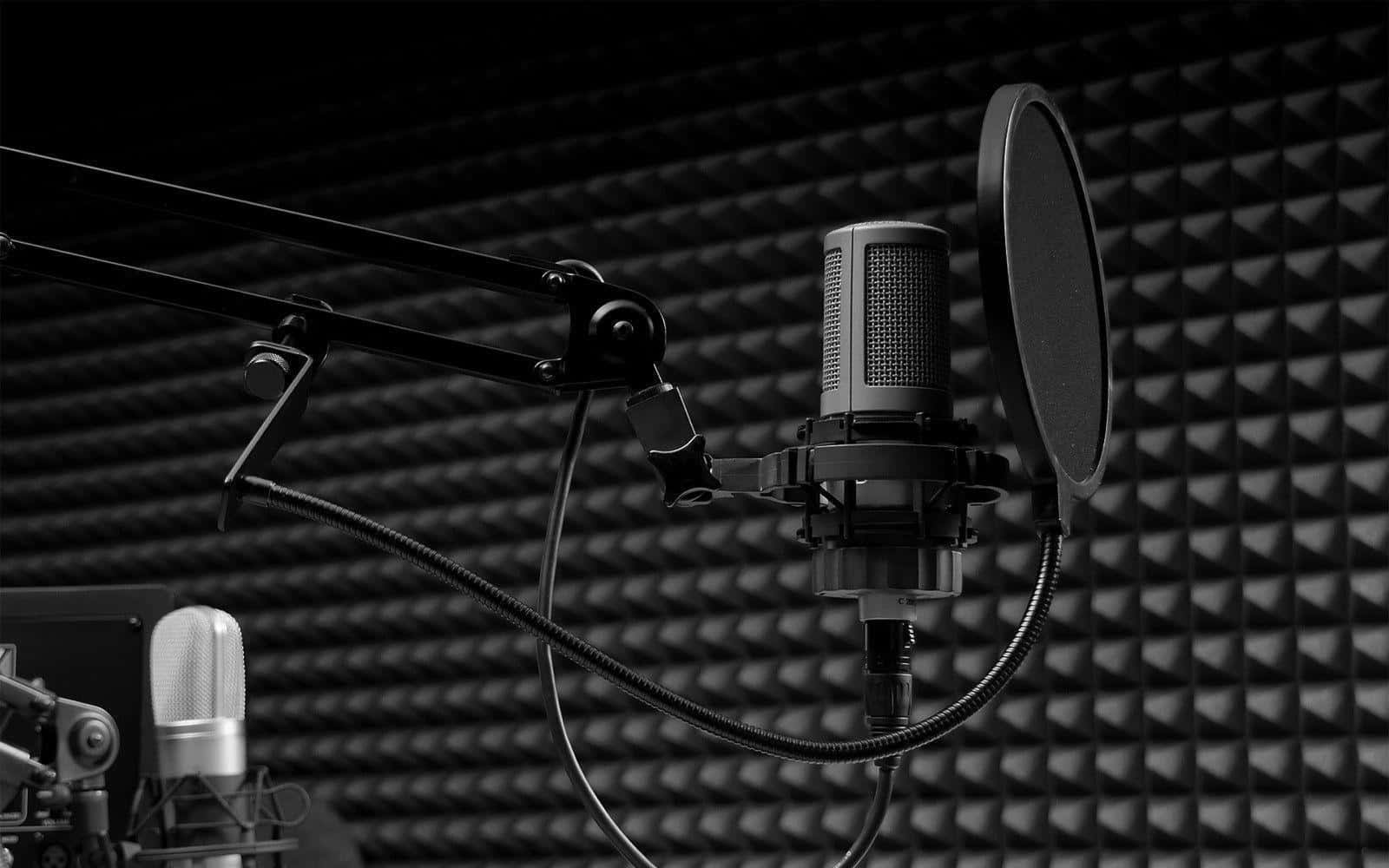 A Microphone And A Microphone In A Recording Studio