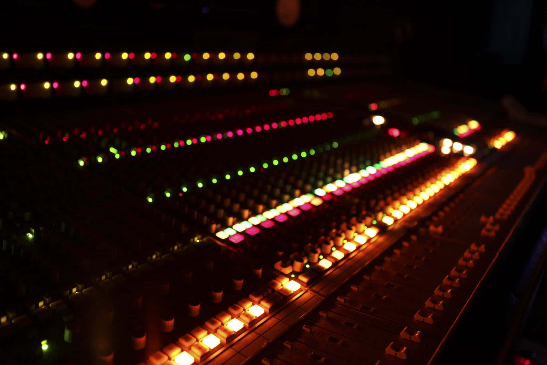 A Recording Console With Many Lights