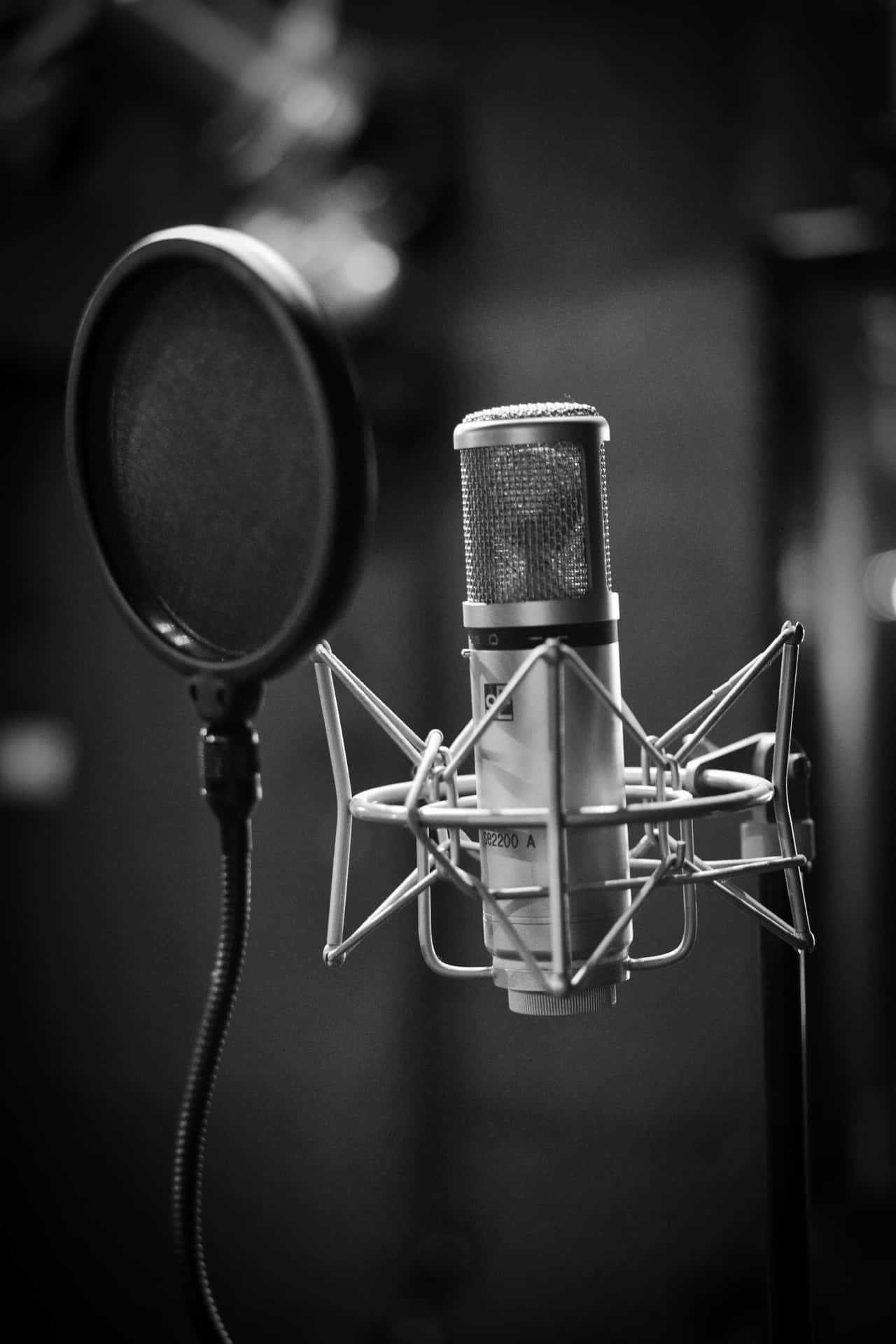 Einmikrofon Befindet Sich In Einem Aufnahmestudio.