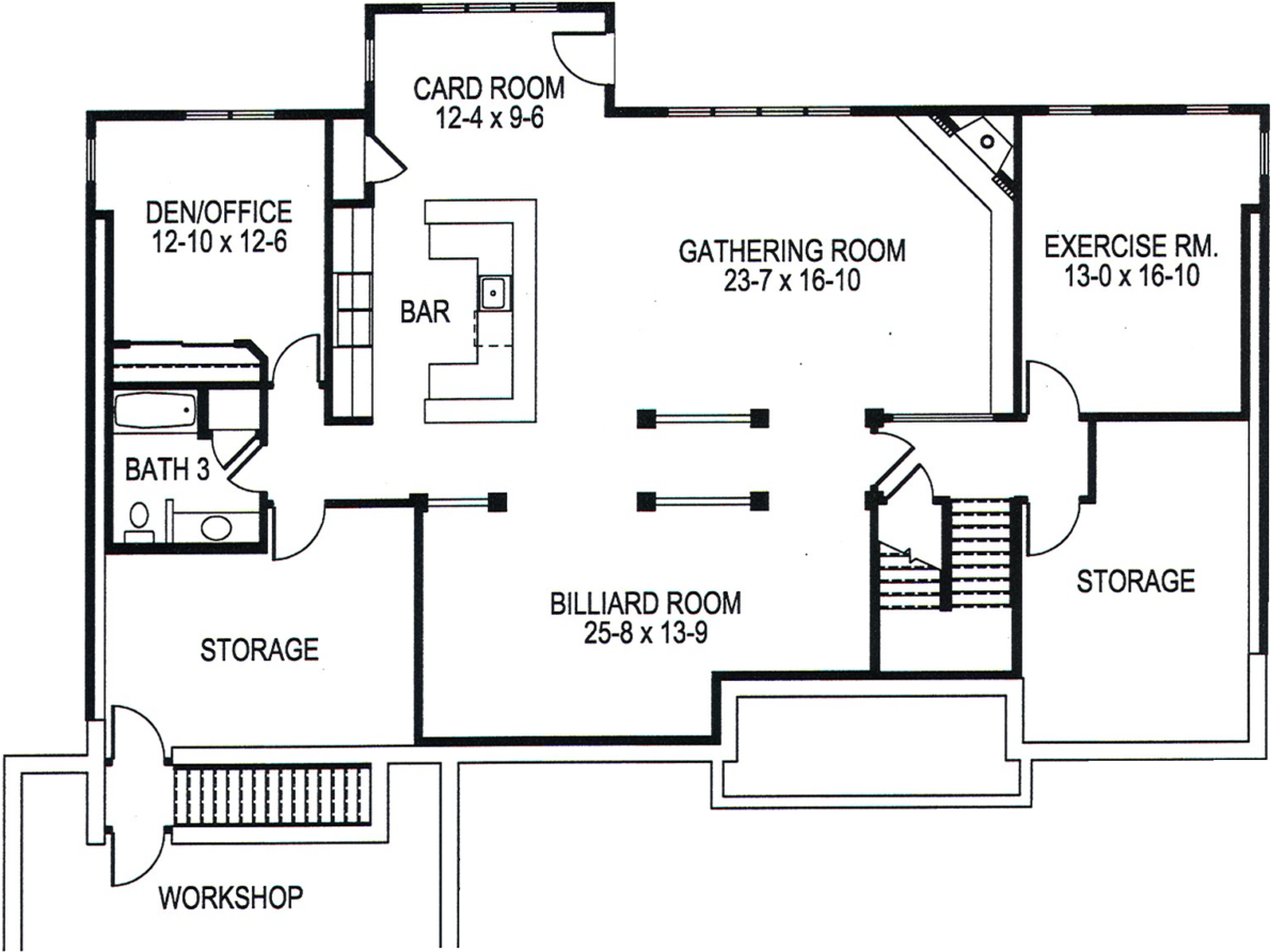 Recreational Basement Floor Plan PNG
