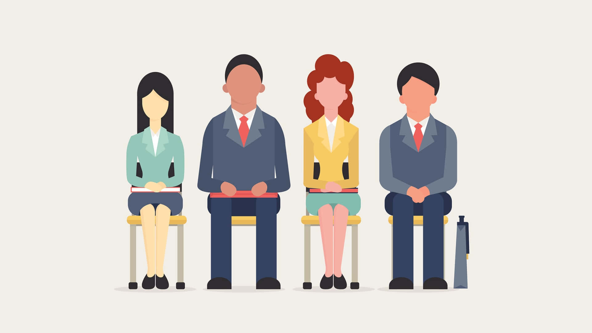 Diverse Job Applicants Waiting for Recruitment Interview Wallpaper