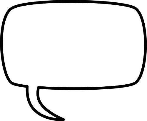 Empty Comic Speech Bubble PNG — A minimalist white speech bubble icon set against a solid black background.