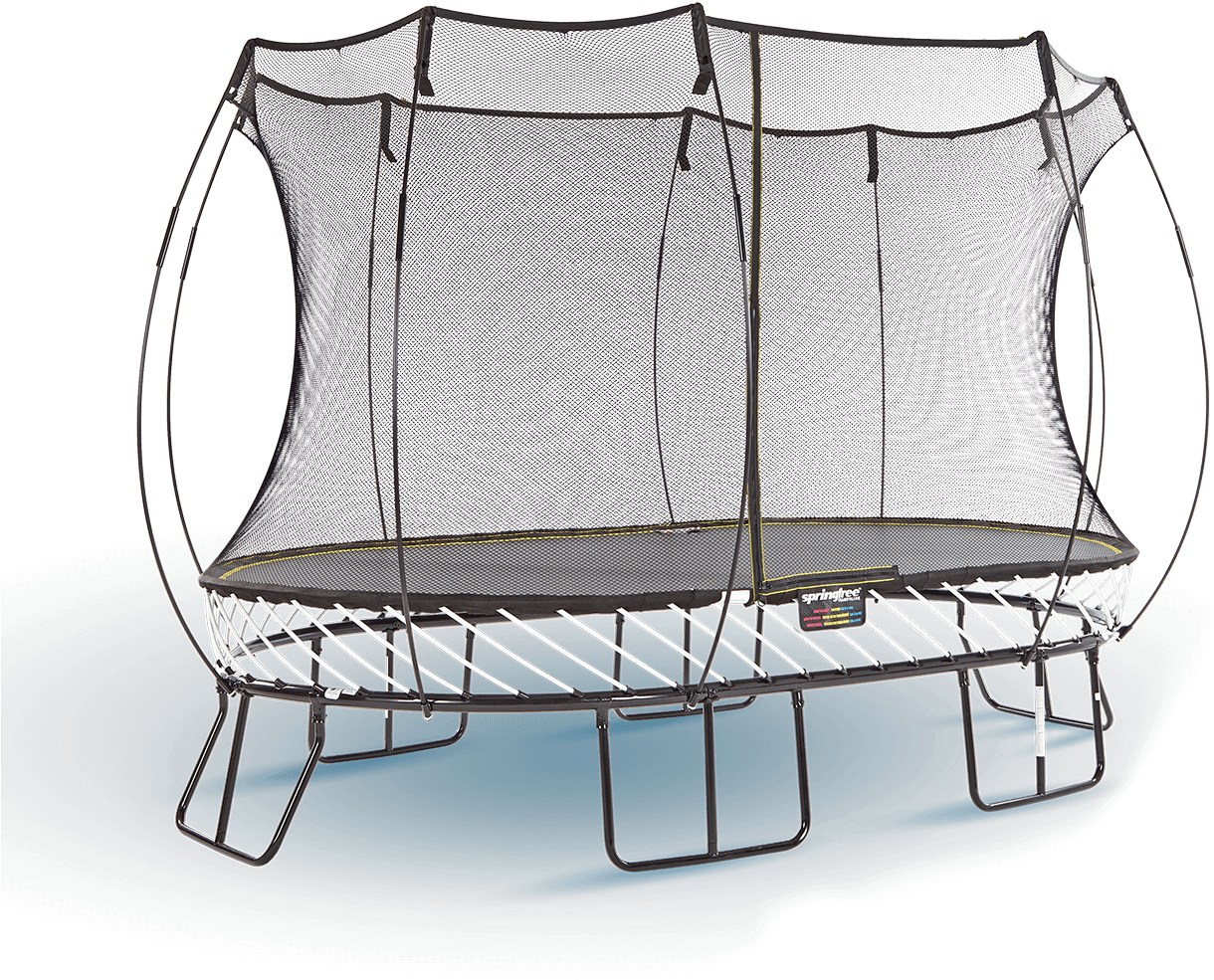 Rectangular Trampoline With Enclosure PNG