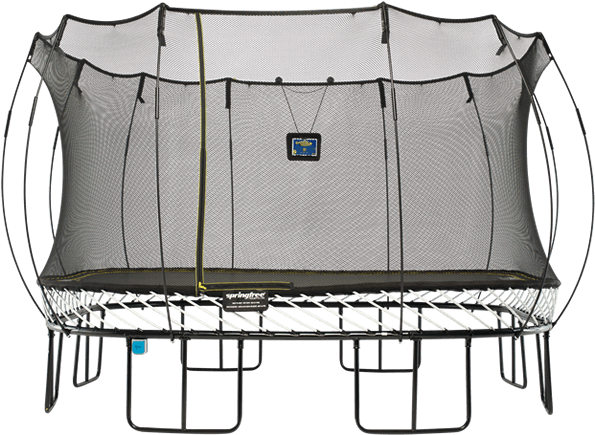 Rectangular Trampolinewith Enclosure PNG