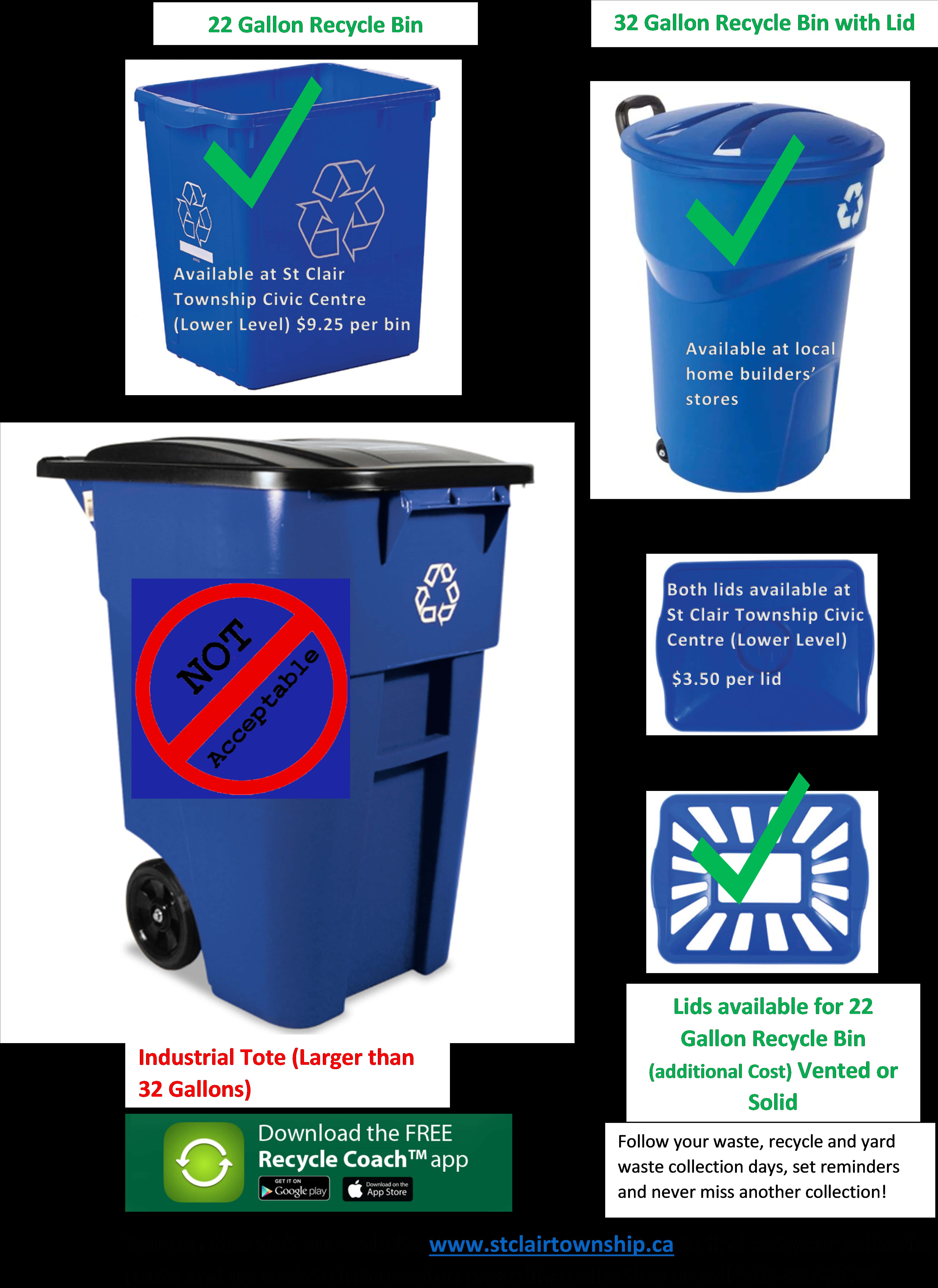 Recycling Bins Selection Guide PNG