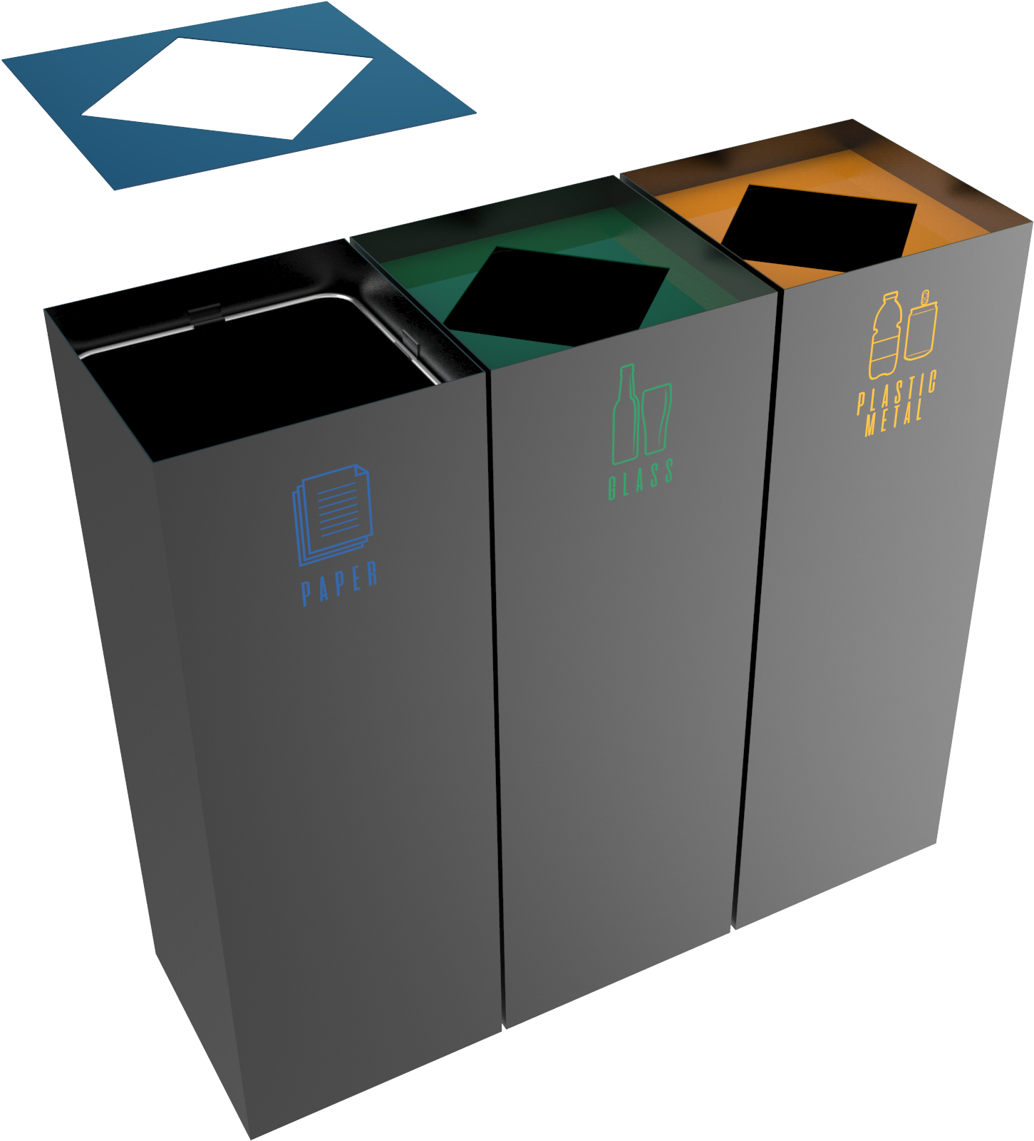 Recycling Bins Separation Concept PNG