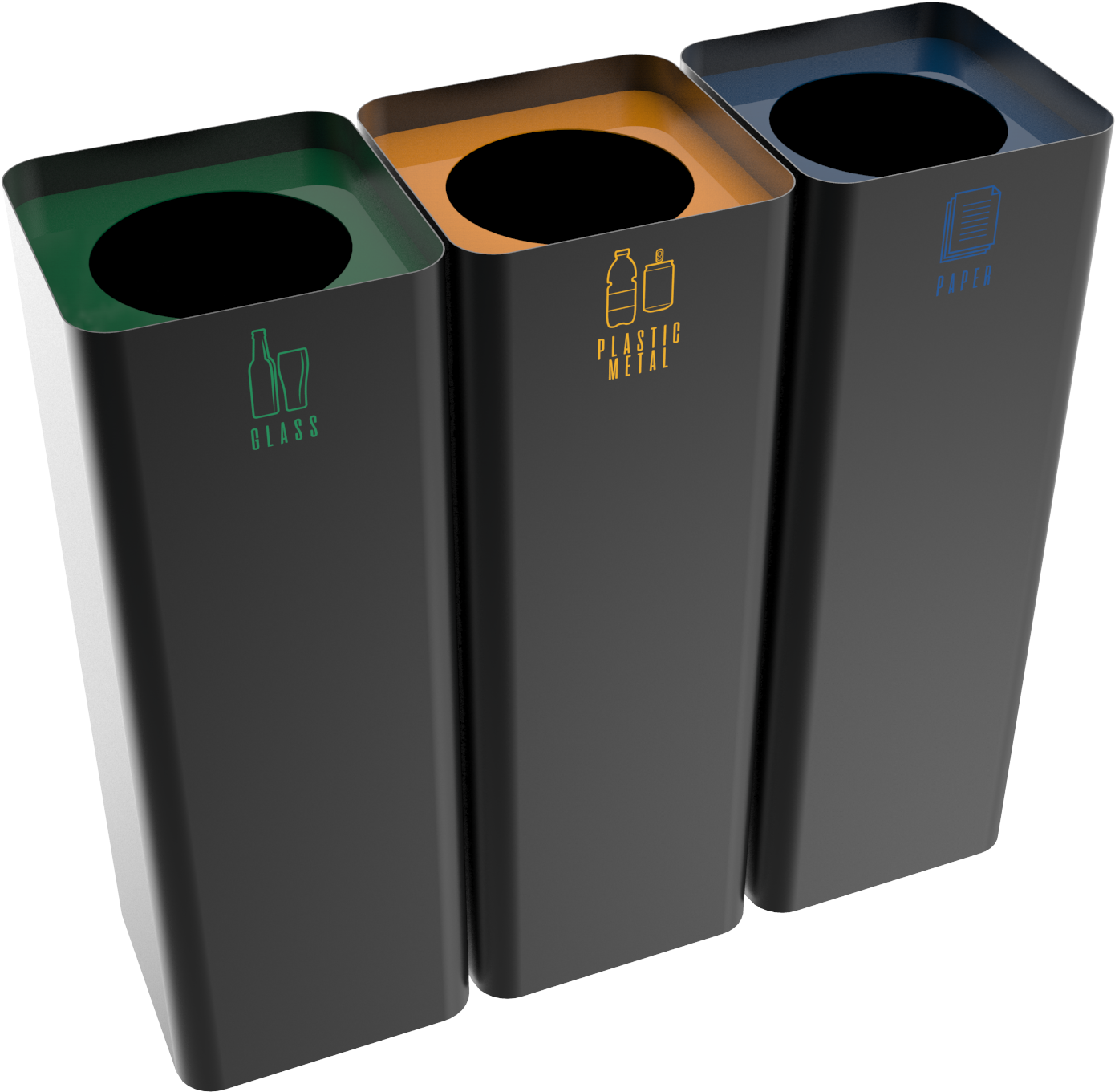 Recycling Bins Triple Stream PNG