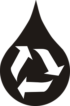 Recycling Symbolon Black Drop Background PNG