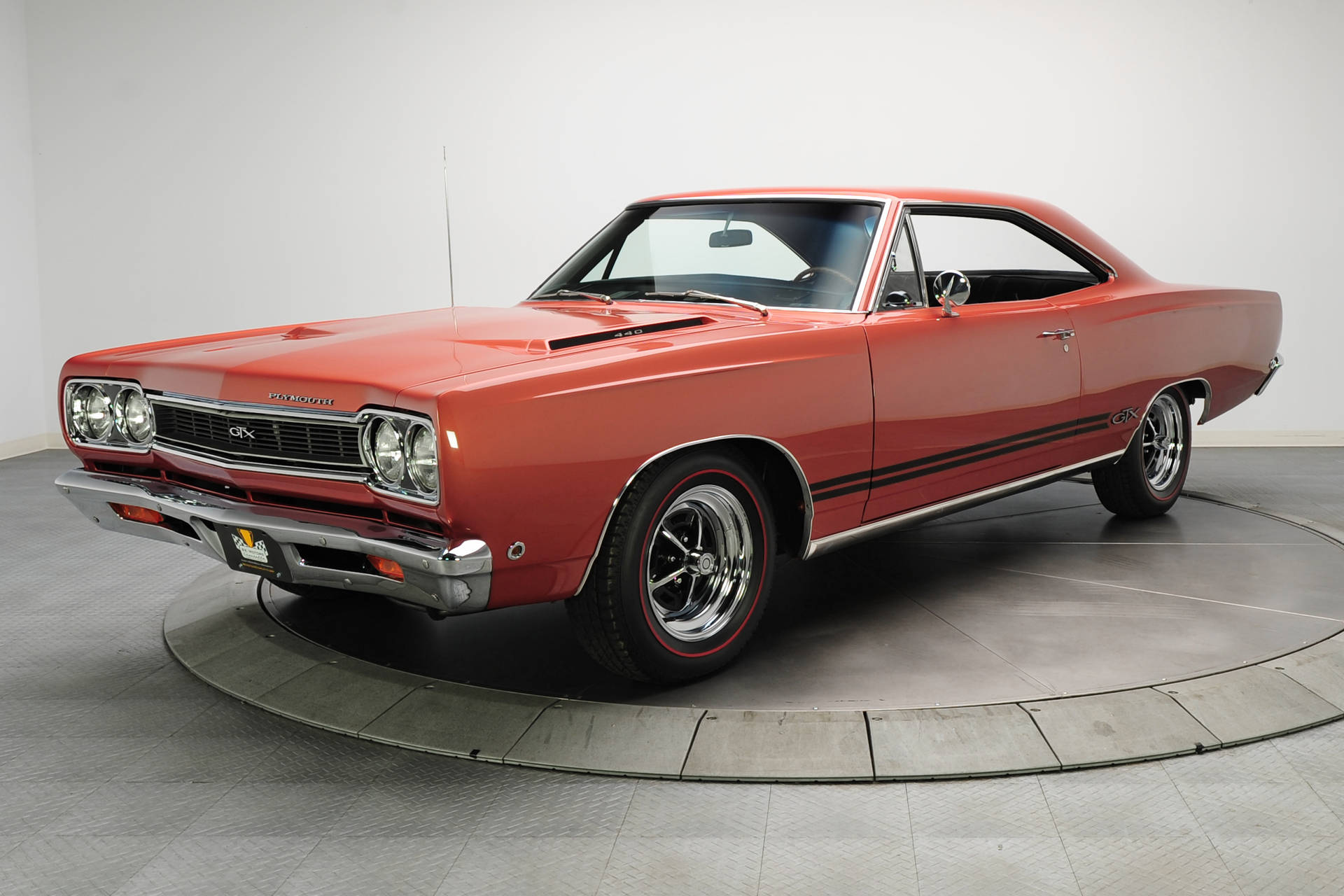 Majestic Red 1968 Plymouth GTX Classic Car Wallpaper