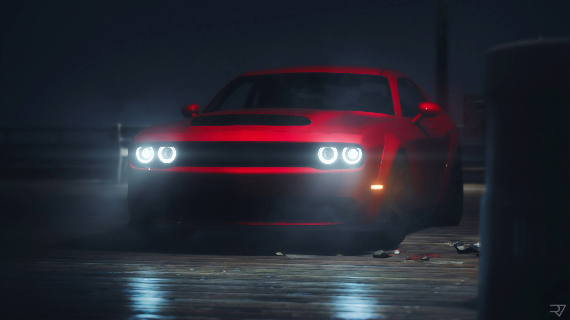 Fundode Tela Do Dodge Challenger Demon Vermelho De 2018 Em 4k. Papel de Parede