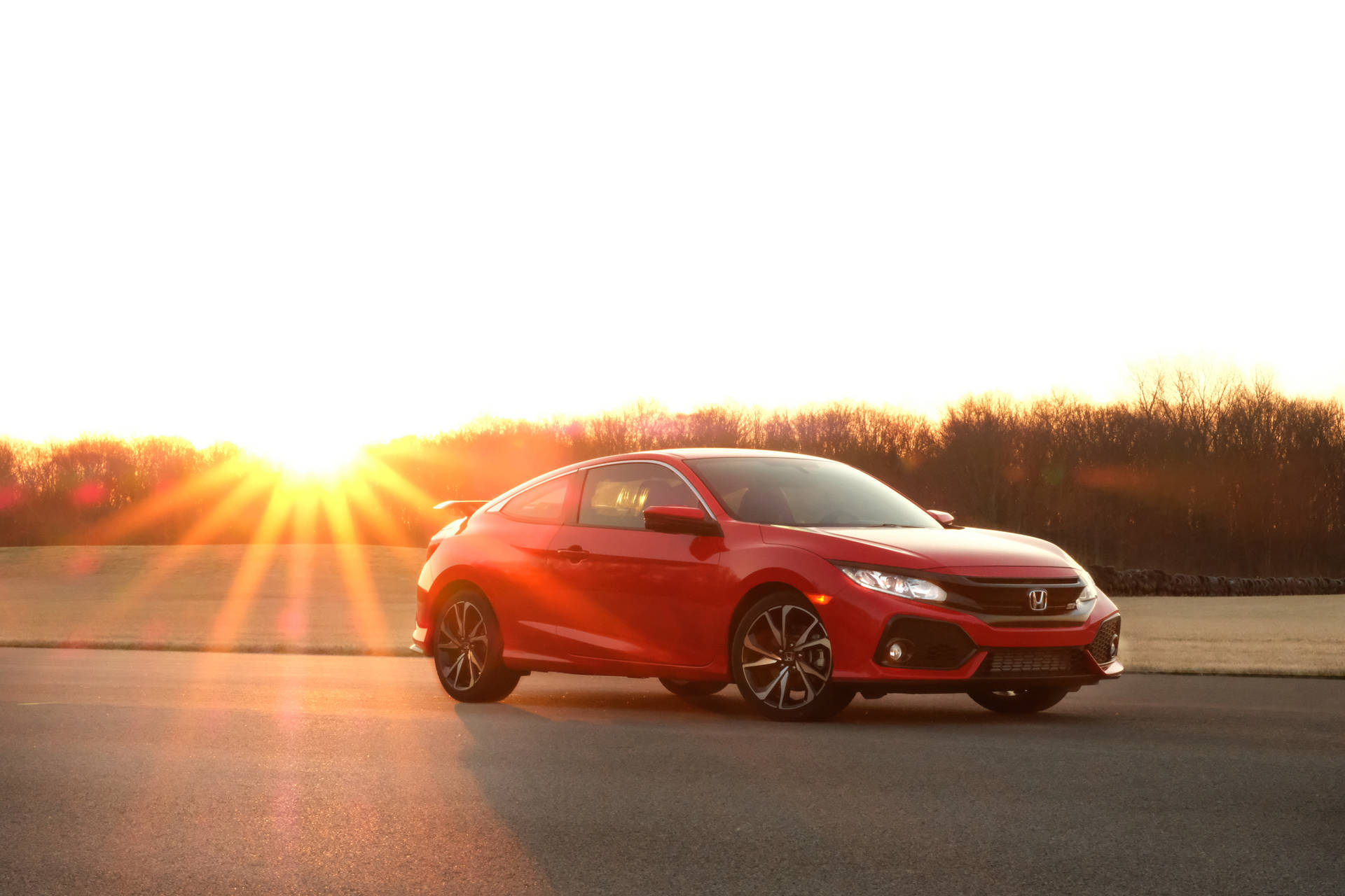 Red 4k Honda Civic Sunset Wallpaper