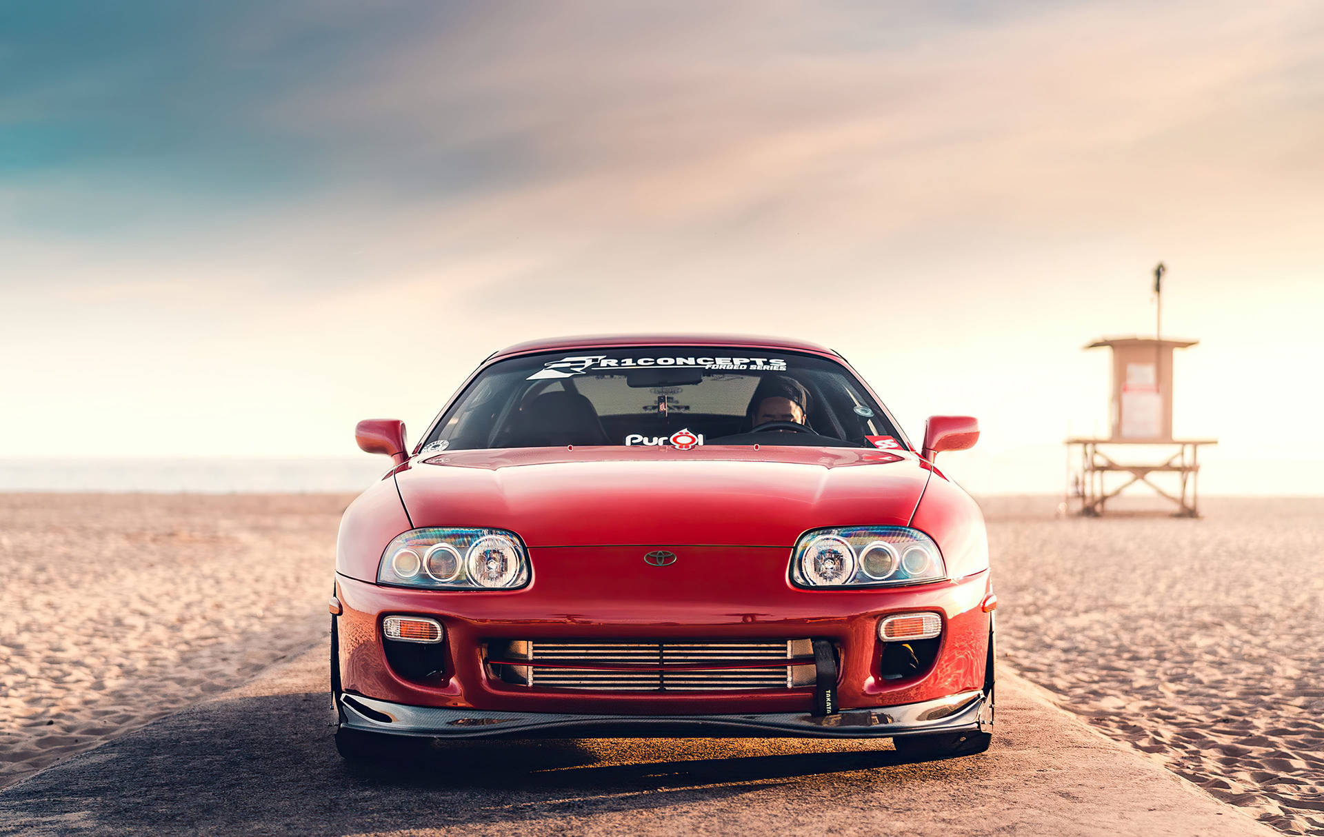 Red 4k Supra Front View Wallpaper