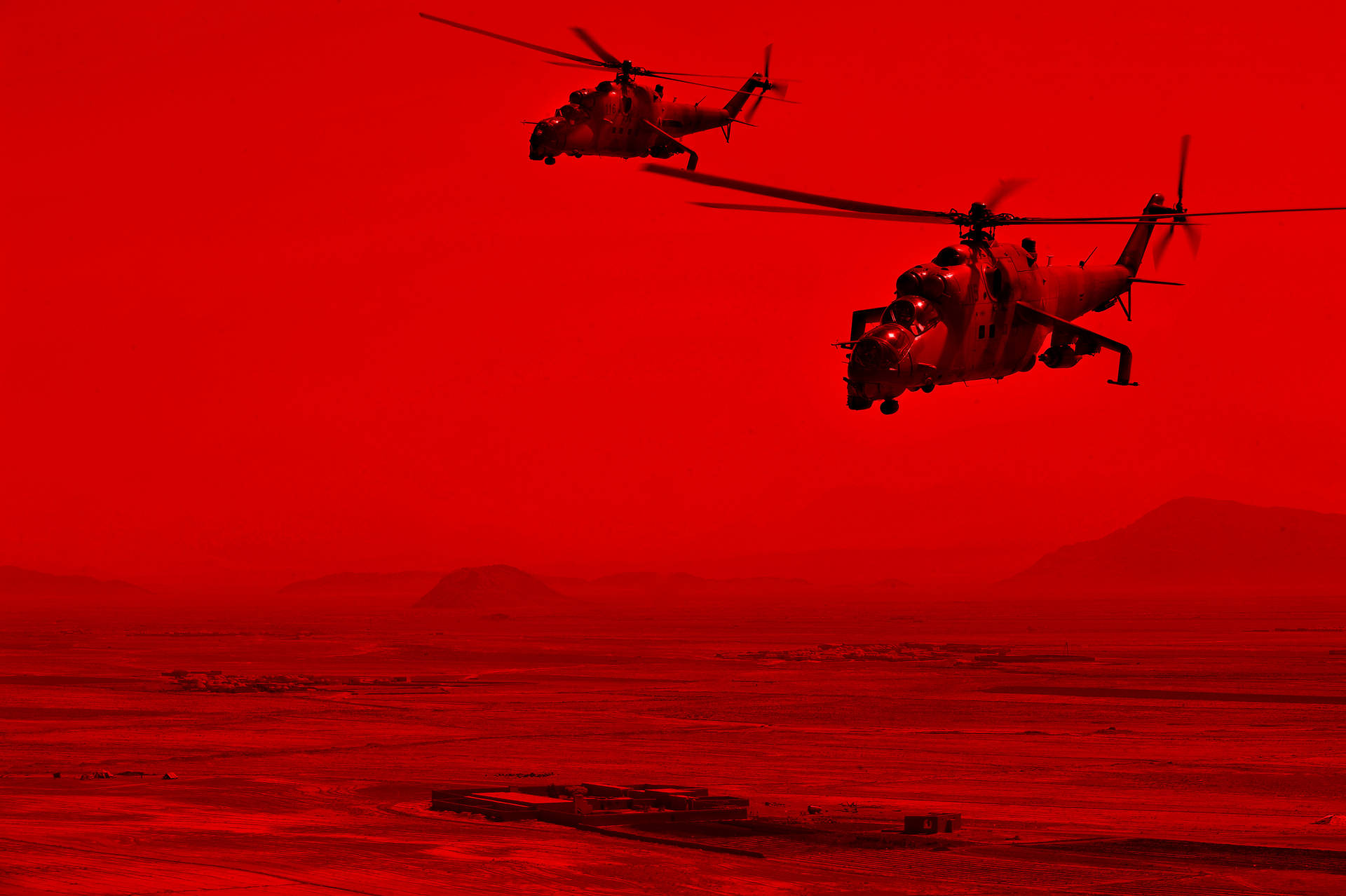 Red 4K UHD Military Helicopter Wallpaper
