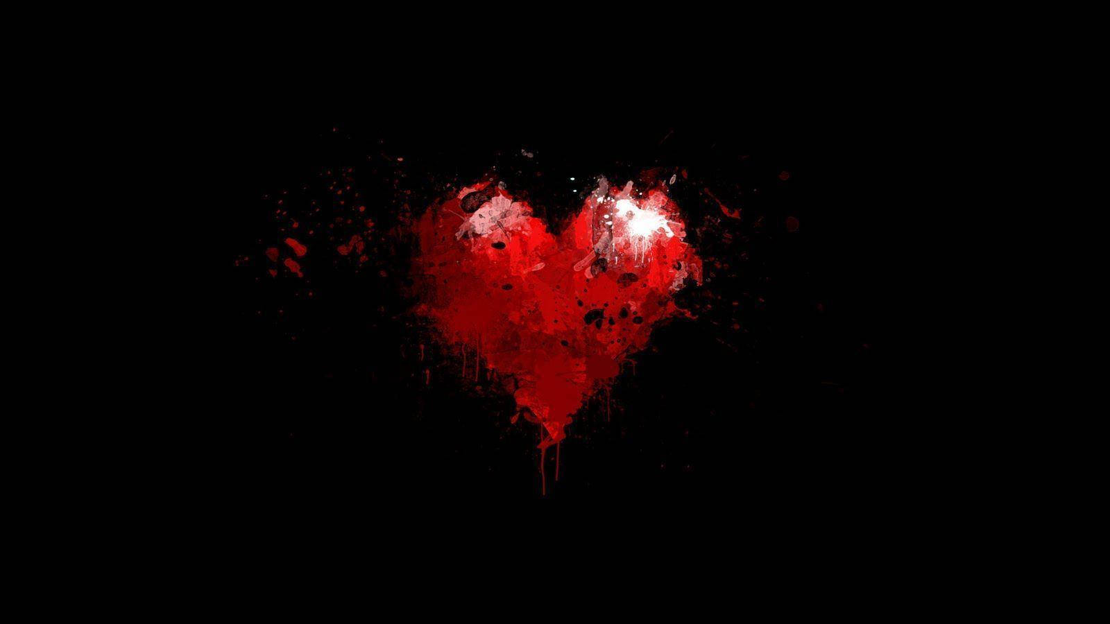 Red Abstract Heart Black Lover Background Wallpaper