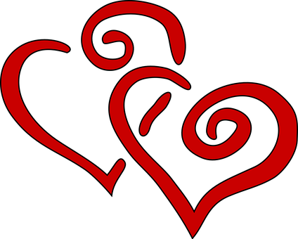 Red Abstract Hearts Black Background PNG