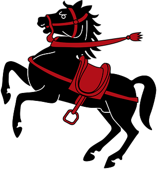 Red Accented Horse Line Art PNG