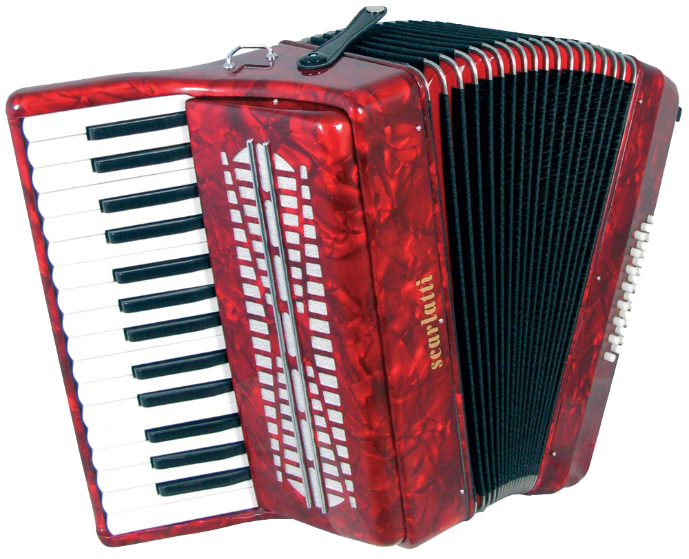 Red Accordion Musical Instrument PNG