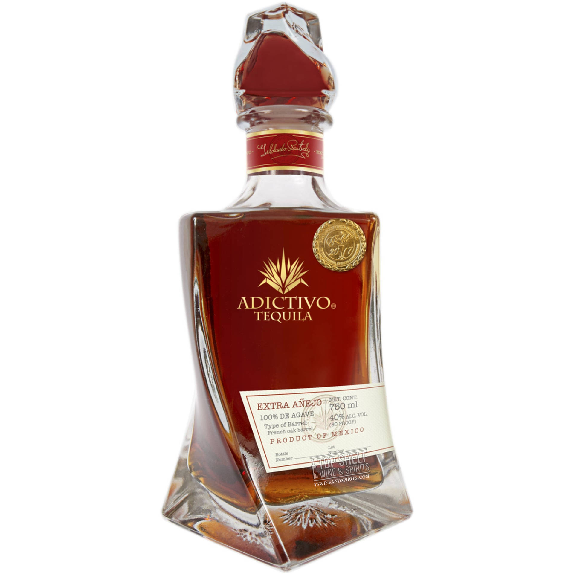 Red Adictivo Extra Anejo Tequila Bottle Picture