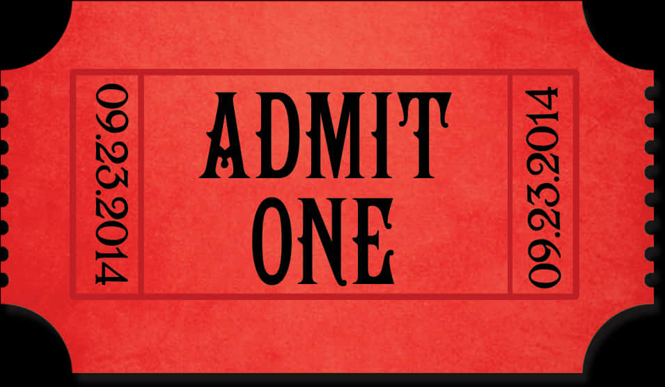 Red Admit One Ticket Graphic PNG