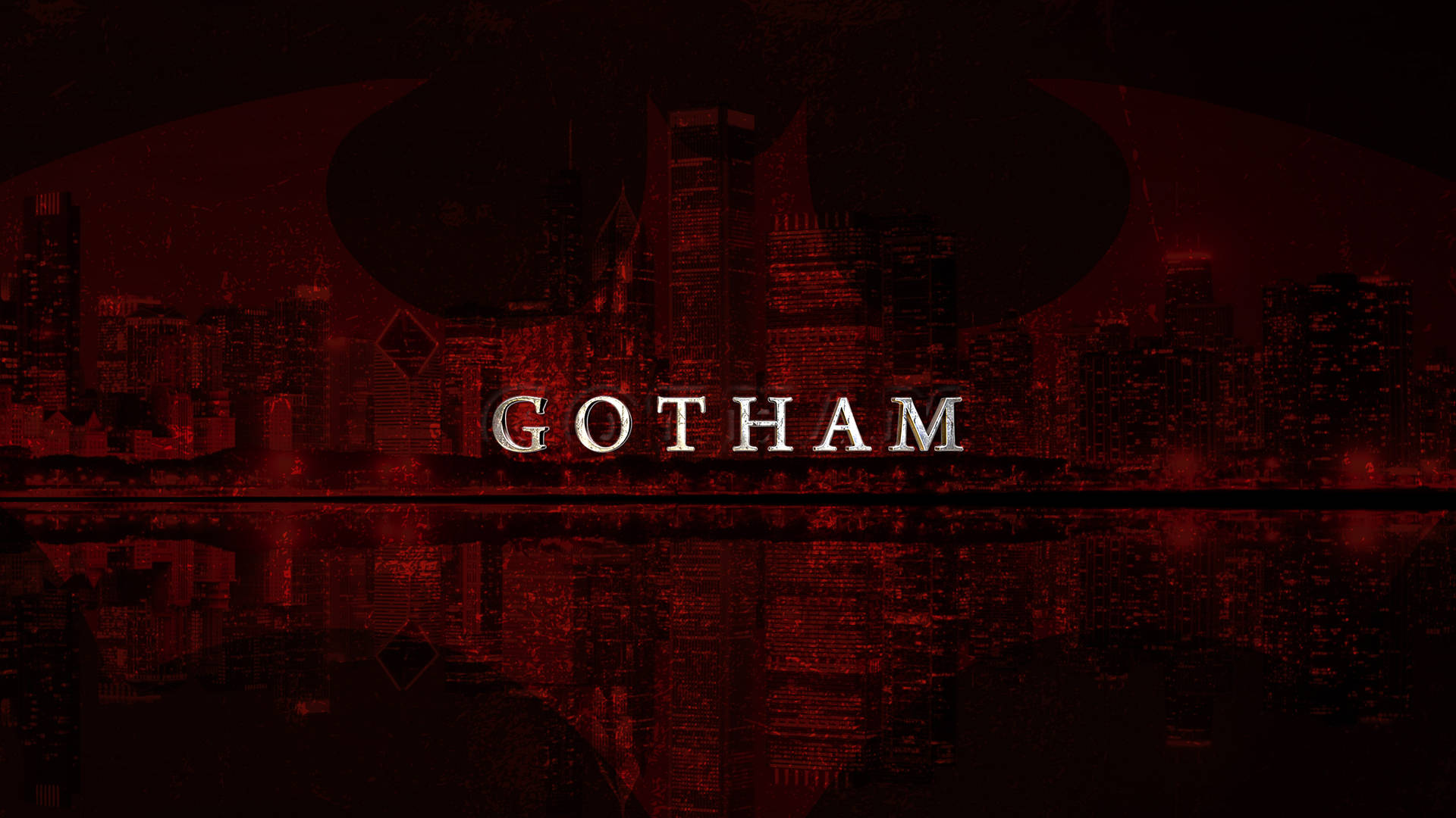 Rød æstetisk 4K Gotham Batman Logo Tapet Wallpaper