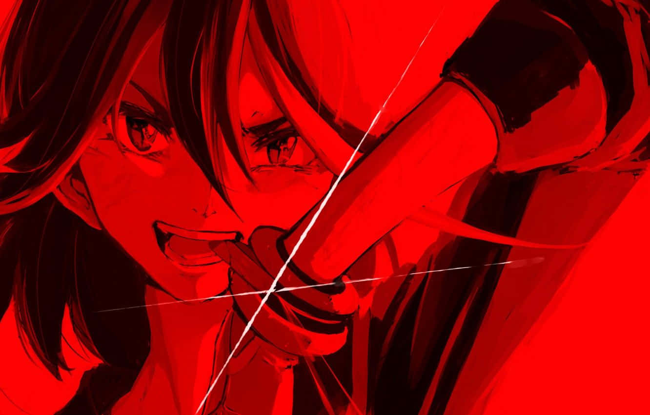 Godidell'esperienza Meravigliosa Di Un Mondo Animato All'interno Del Tuo Laptop Esteticamente Rosso Dedicato All'anime. Sfondo