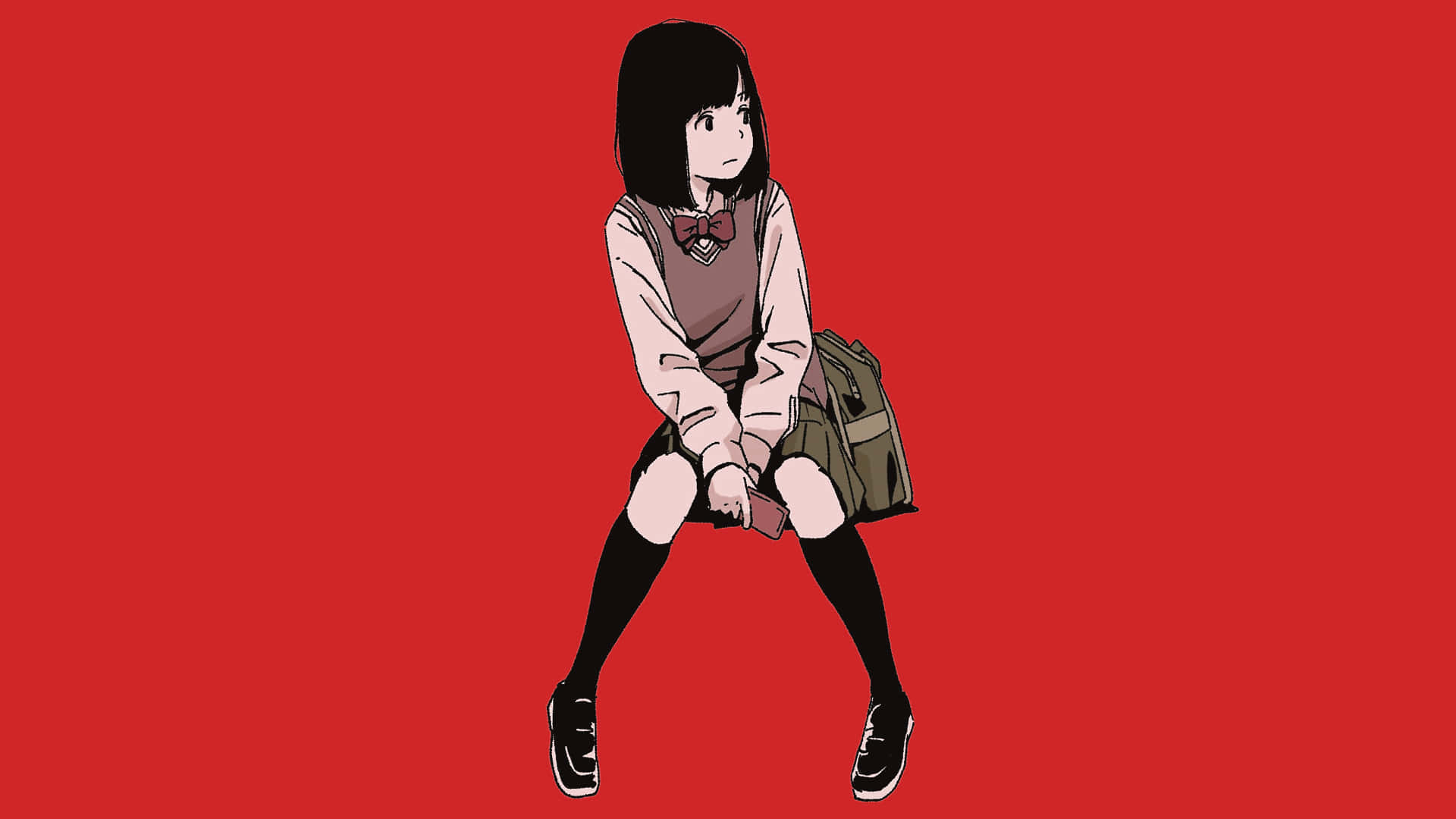 Mitdiesem Roten Ästhetischen Anime-laptop Siehst Du Stylish Und Nerdig Aus! Wallpaper