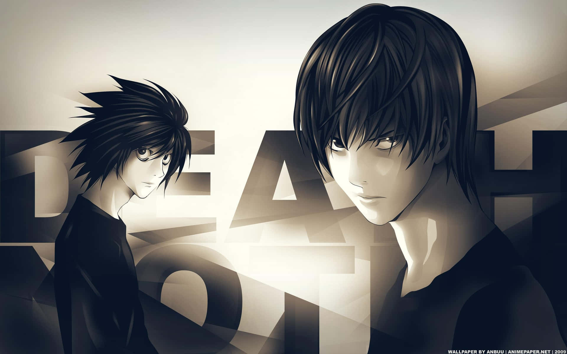 Two Anime Characters With Black Hair And Black Eyes Wallpaper