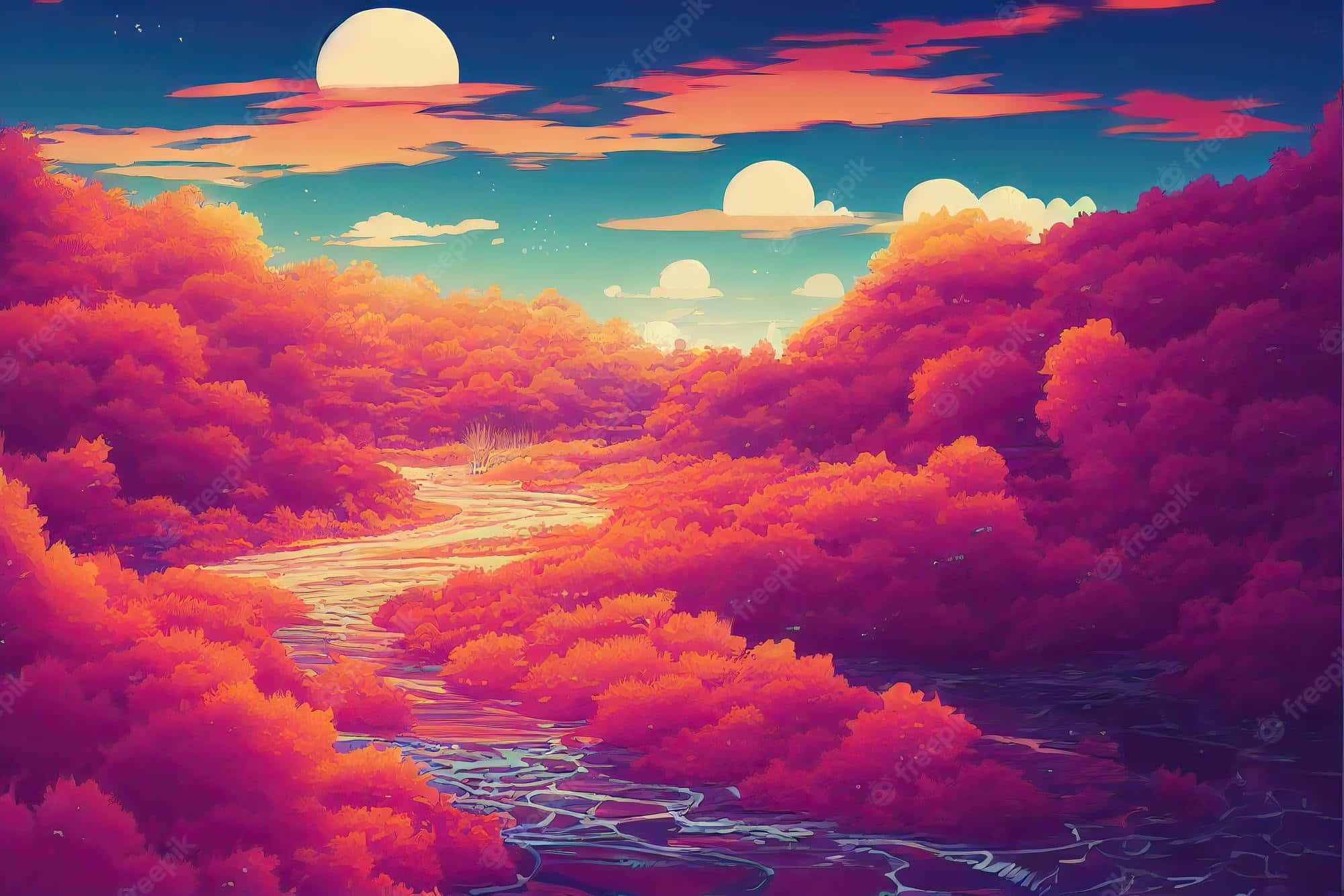 Stimulate your senses with a vibrant red Aesthetic Anime Laptop Wallpaper