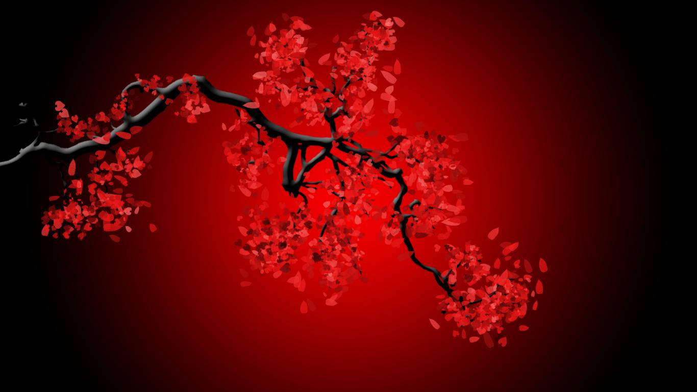 Red Aesthetic Cherry Blossoms