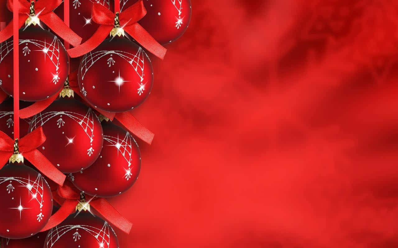 Enjoy the spirit of the holiday season with this beautiful Red Aesthetic Christmas image Wallpaper