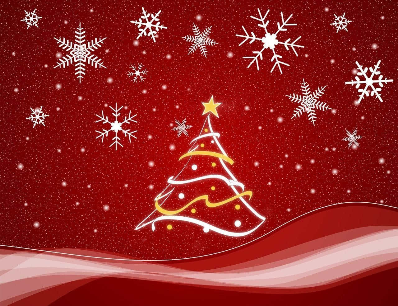 Enchanting Red Aesthetic Christmas Scene Wallpaper