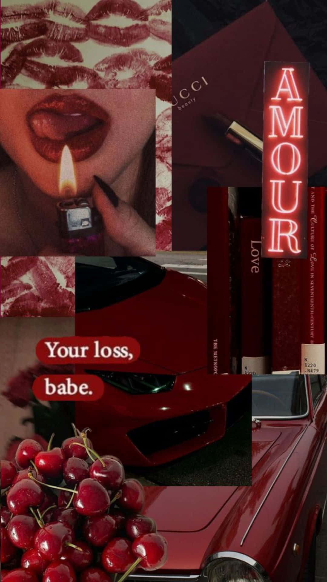 Red Aesthetic Collage Hot Girl Vibe Wallpaper