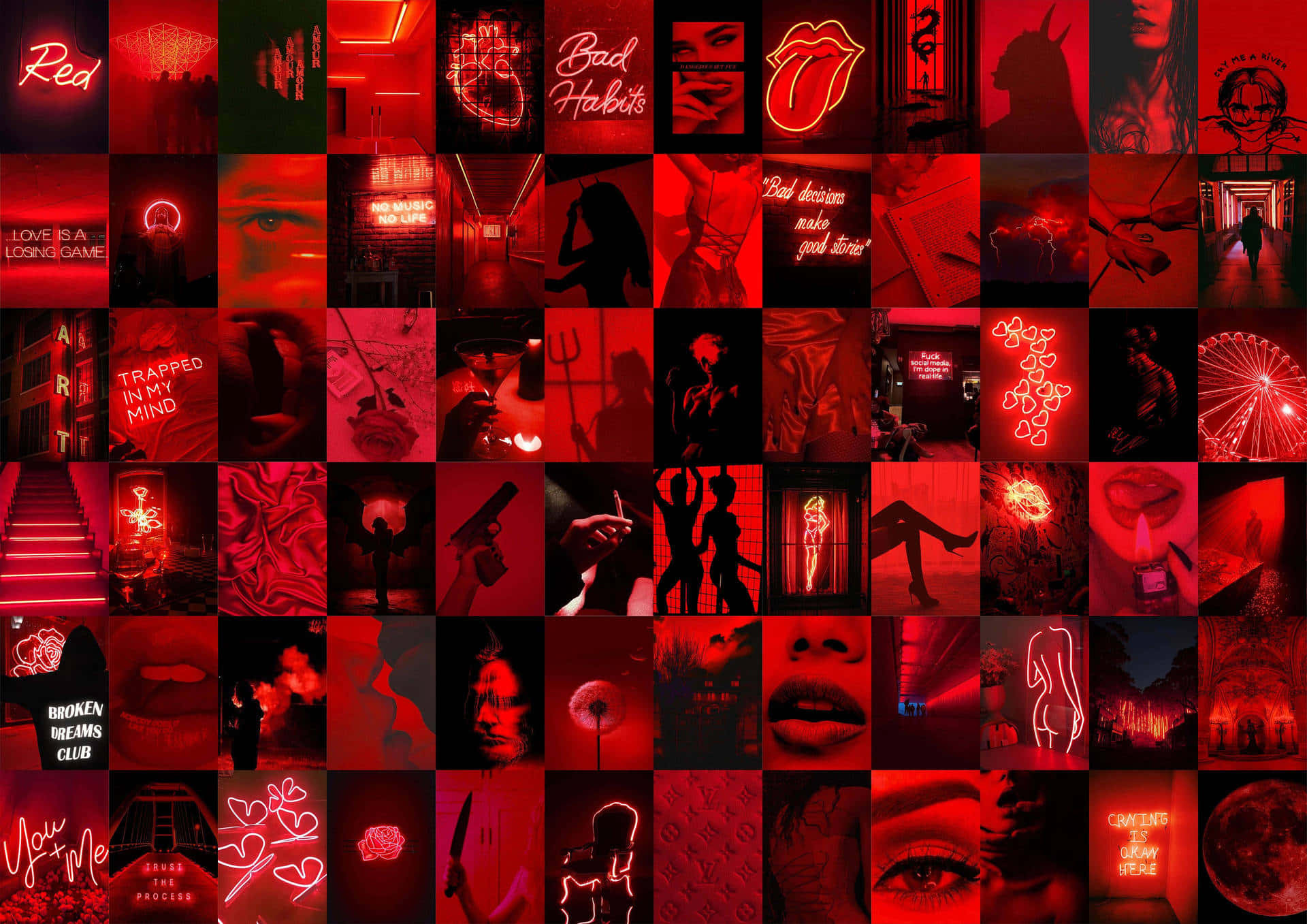 Red Aesthetic Collage Wallpaper Wallpaper