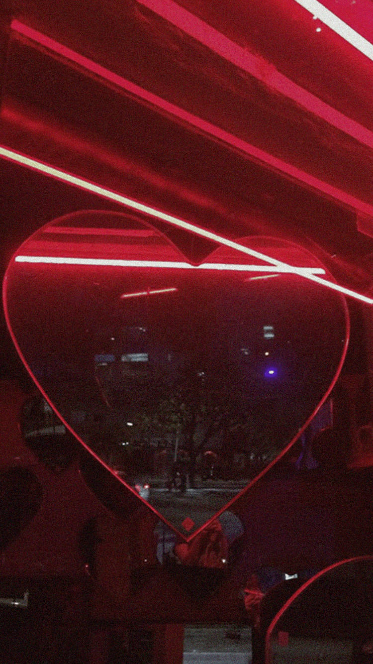 Red Aesthetic Heart Mirror