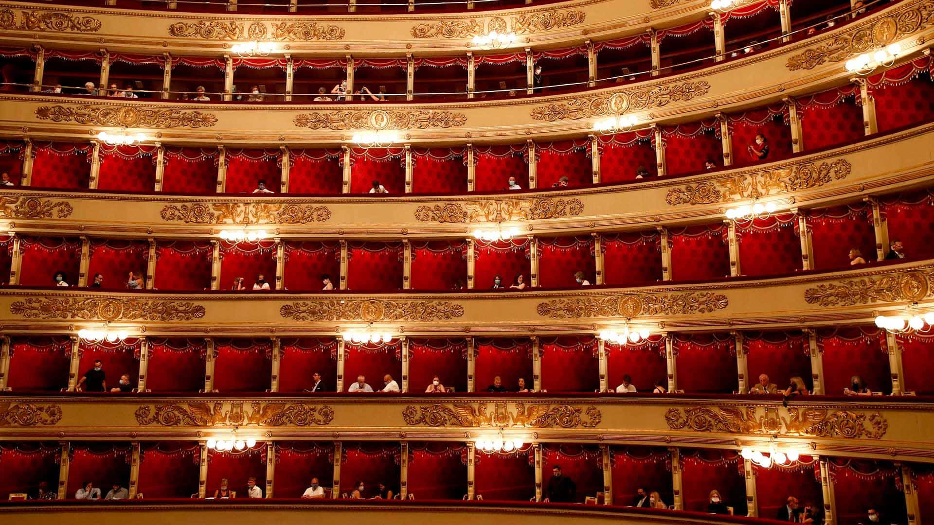 Roteästhetische Sitze Im La Scala Opernhaus Wallpaper