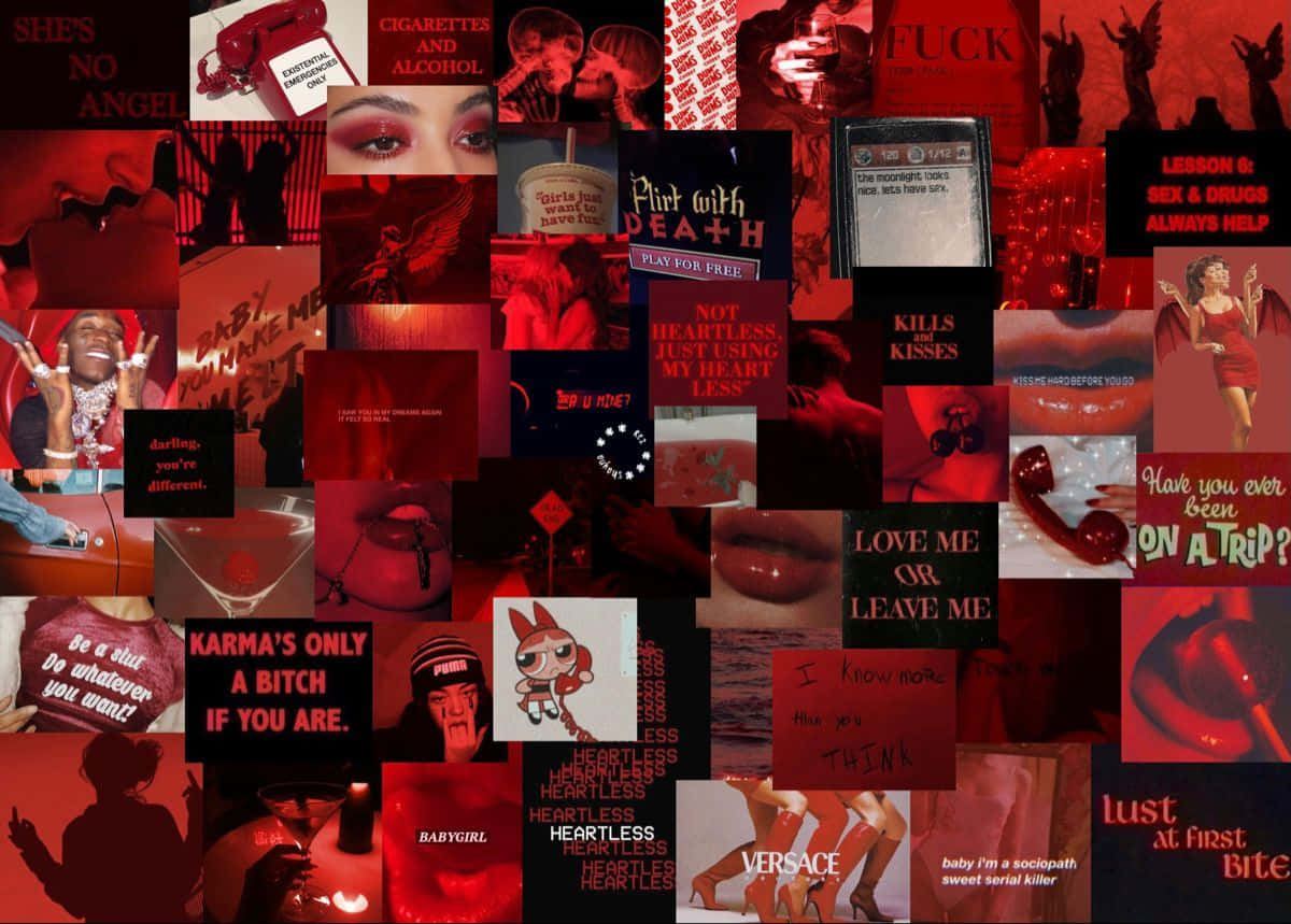 Red Aesthetic Laptop Compilation Themes Wallpaper