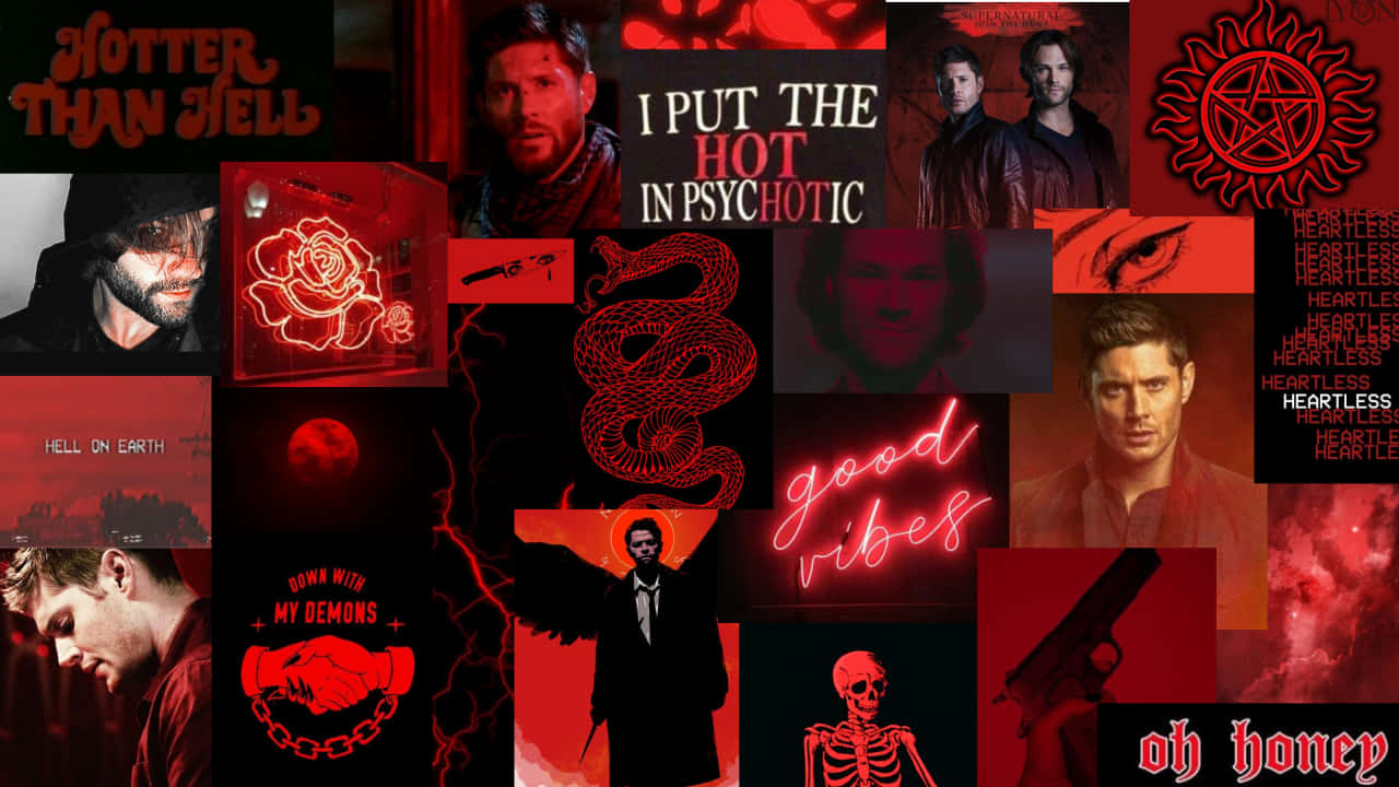 Red Aesthetic Laptop Dean Winchester Wallpaper