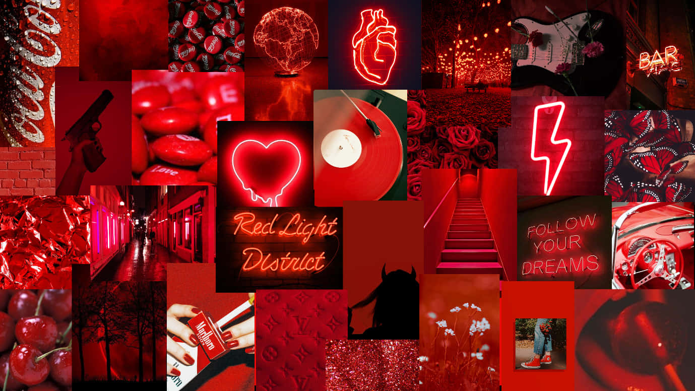 Red Aesthetic Laptop Heart Lightning Wallpaper