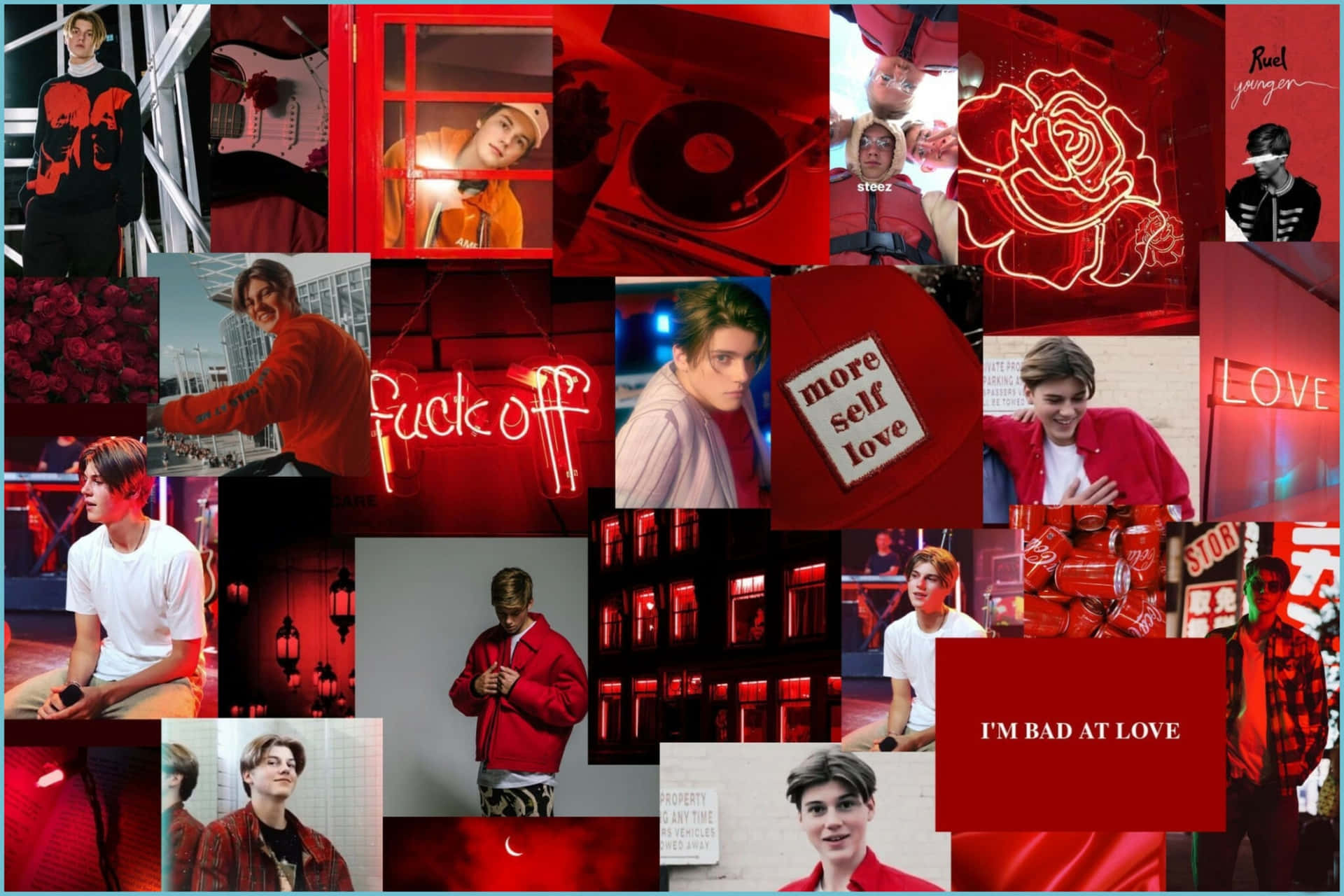 Red Aesthetic Laptop Rose Lanterns Wallpaper
