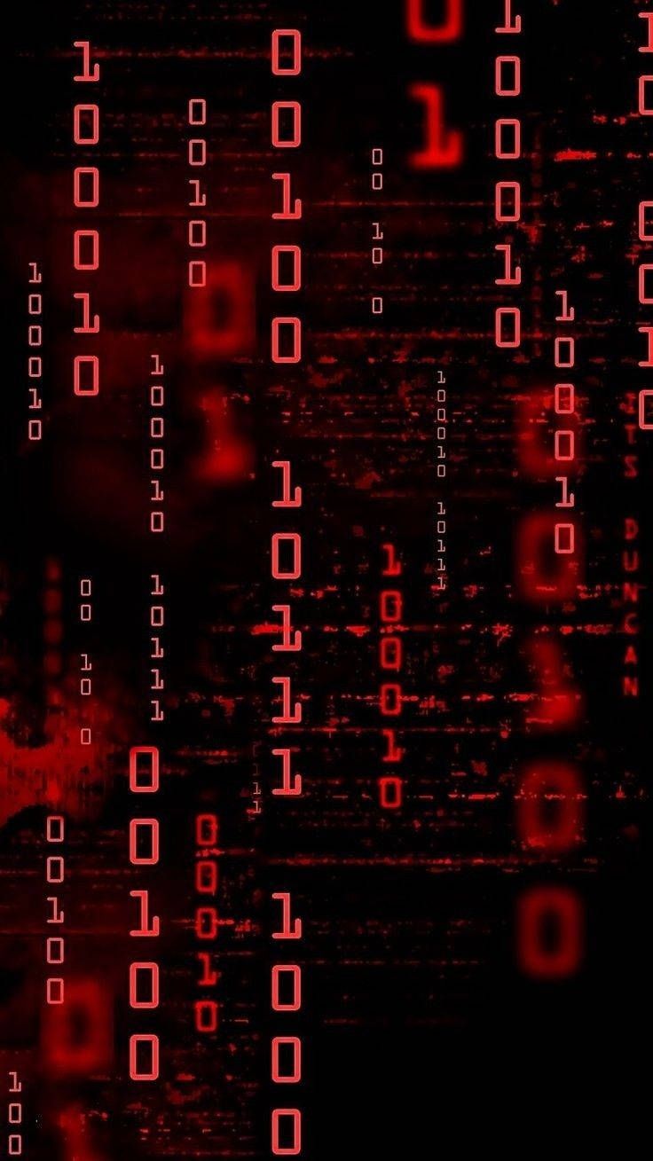 Red Aesthetic Matrix Binary Code Wallpaper