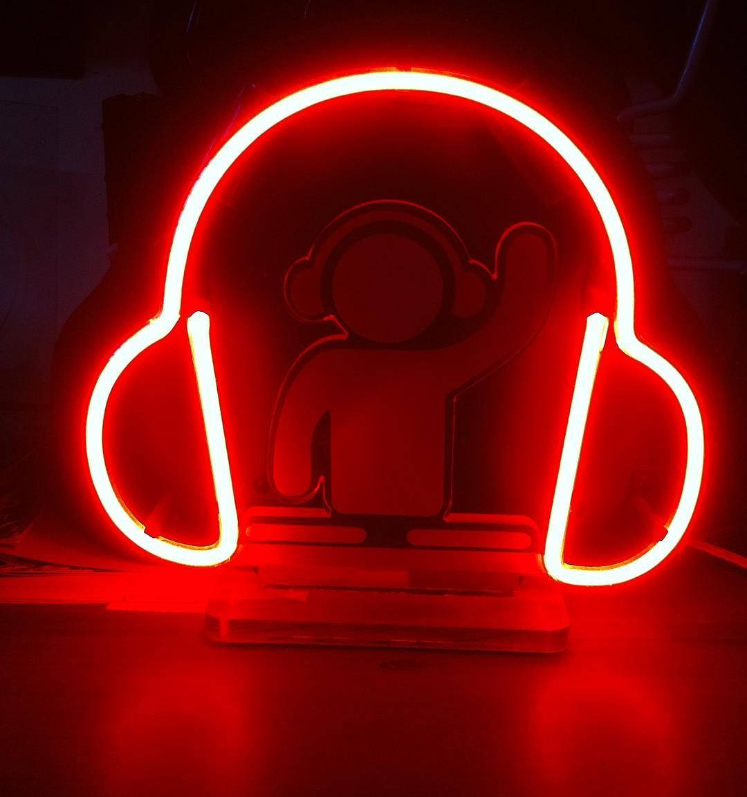 Red Aesthetic Neon Headphones Wallpaper