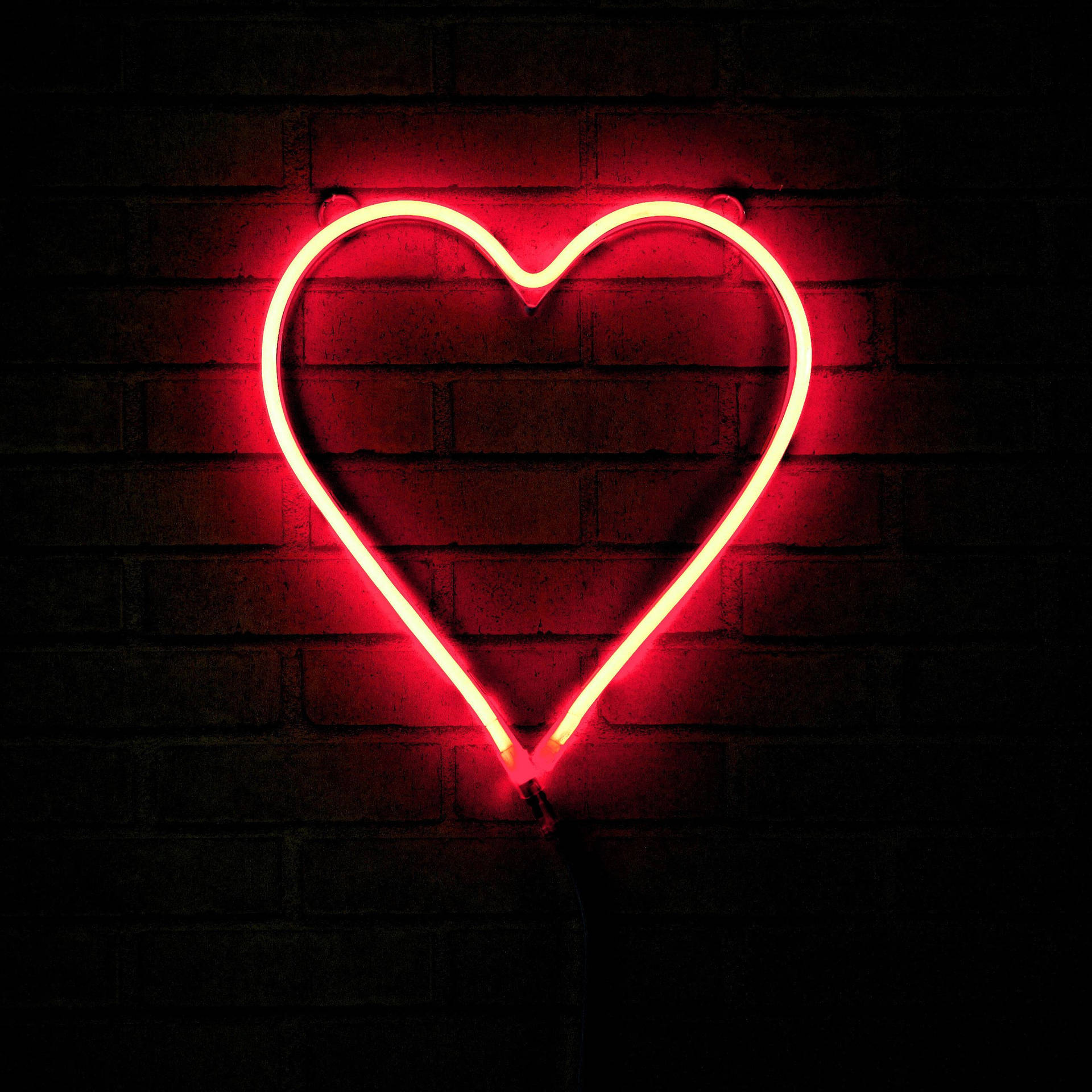 Rød Æstetisk Neon Hjerte Skiltning Wallpaper
