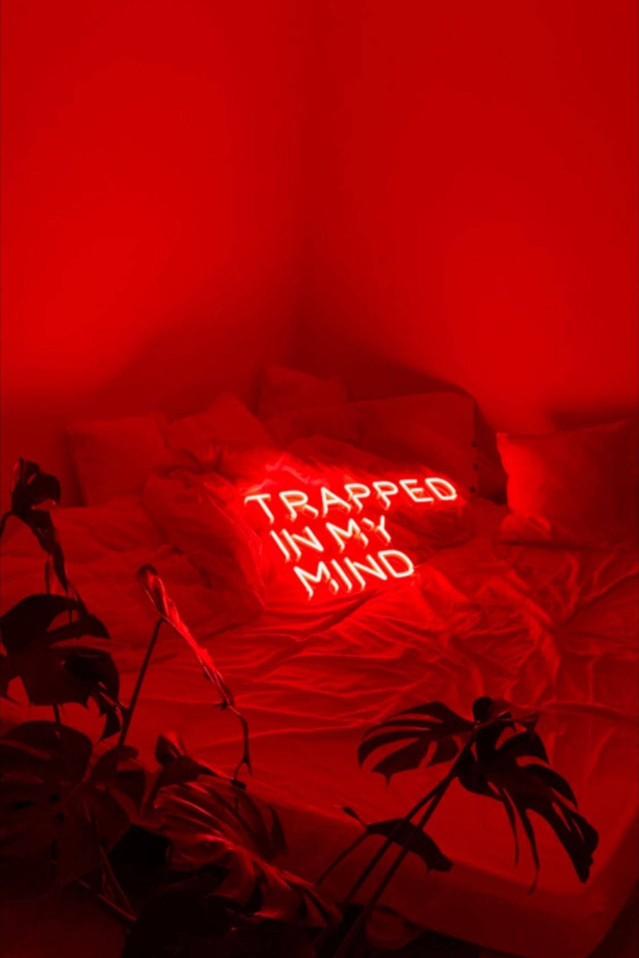 Red Aesthetic Neon Mind Trap Wallpaper