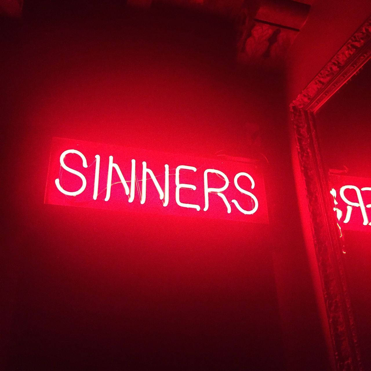 Red Aesthetic Neon Sinners Wallpaper