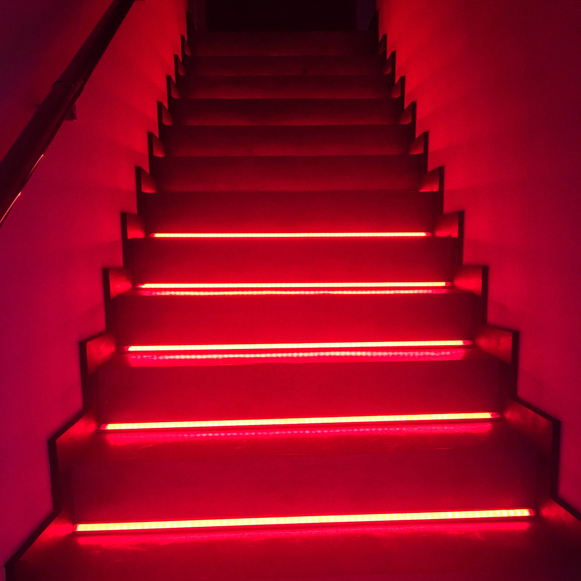 Red Aesthetic Neon Stair Lights Wallpaper