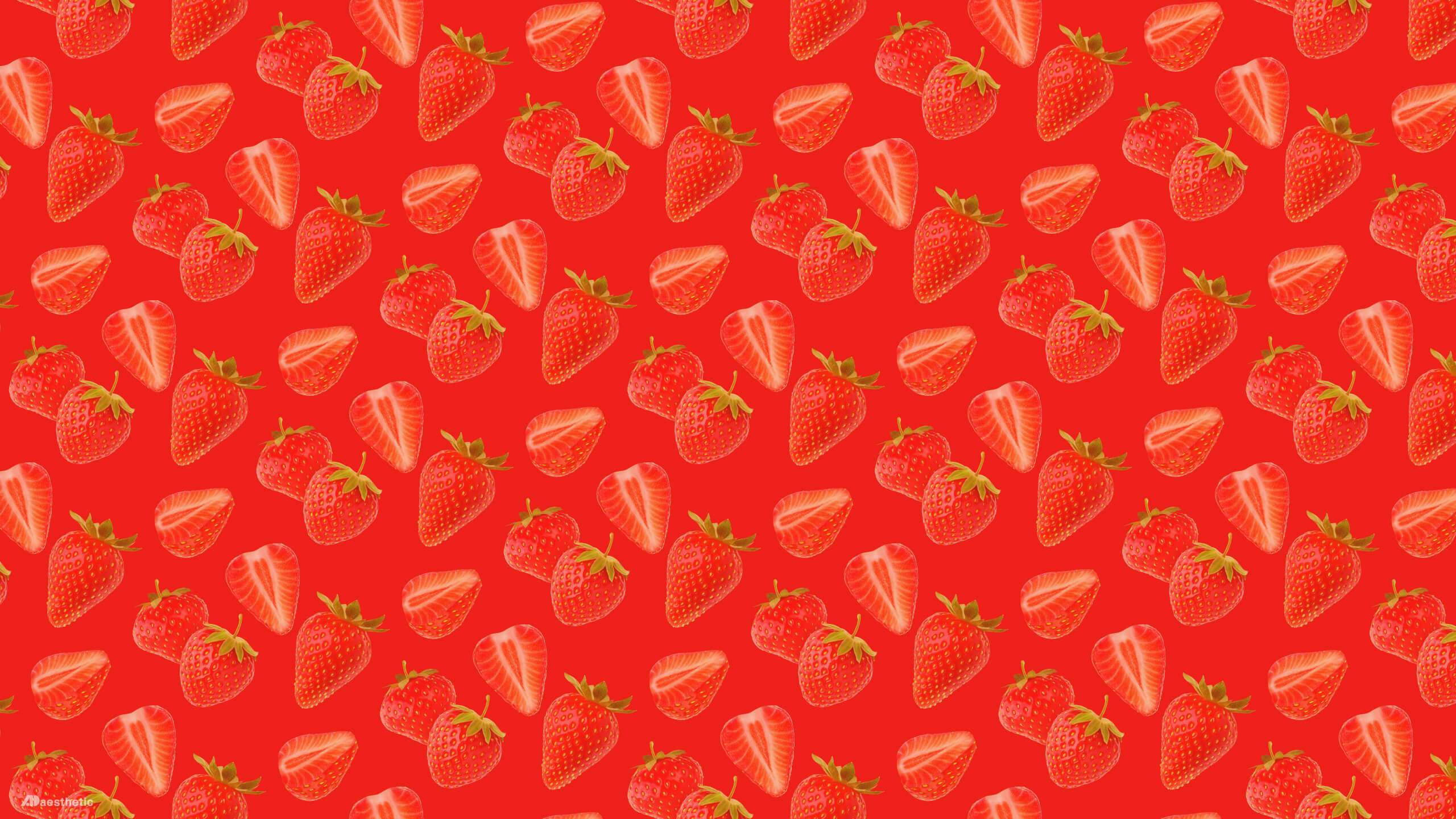 Red Aesthetic Strawberry Desktop Wallpaper