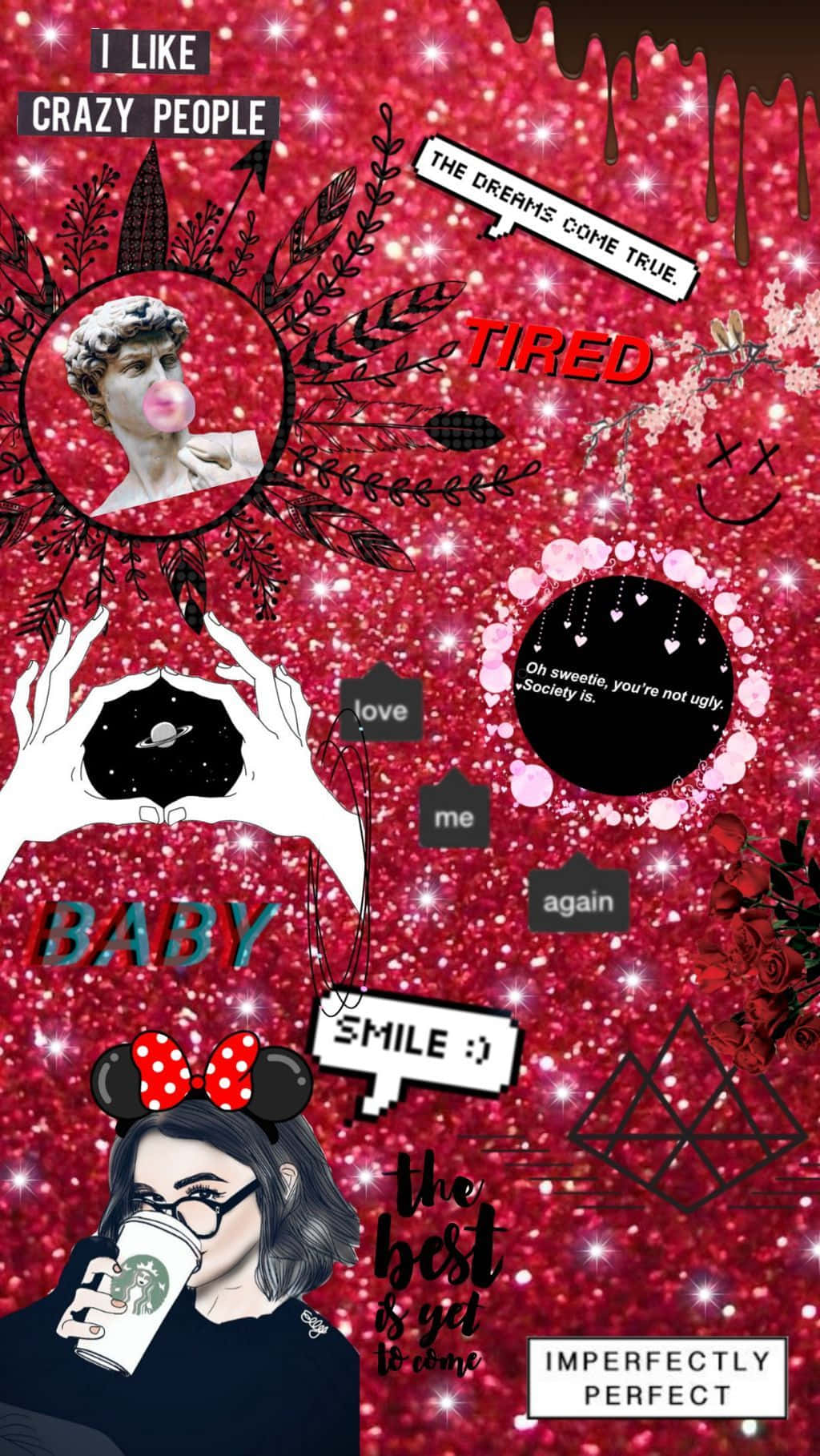Red Aesthetic Tumblr Glitters Cliparts Wallpaper