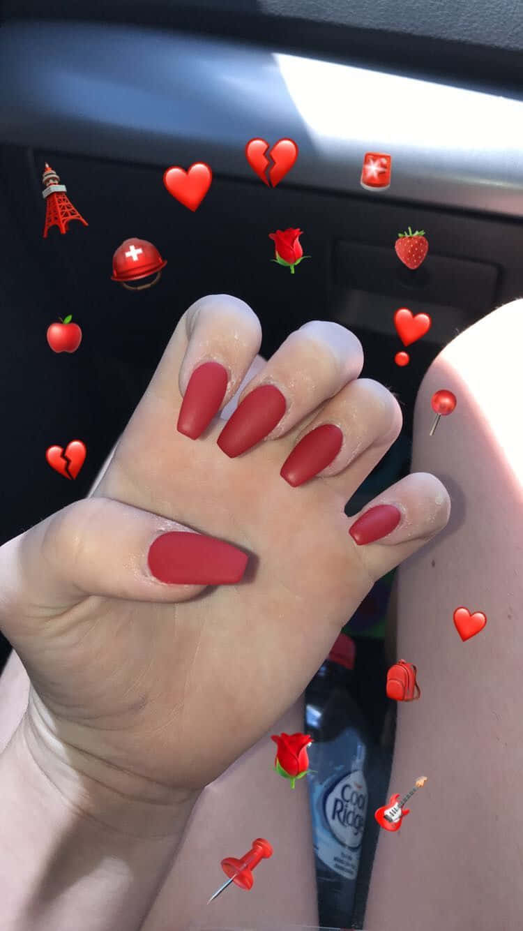 Red Nails And Hearts Aesthetic Tumblr Wallpaper