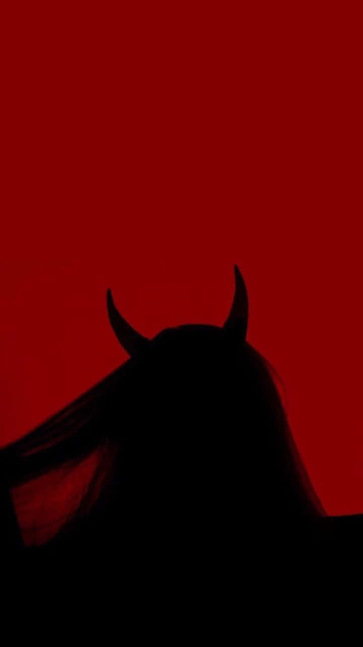 Red Aesthetic Tumblr Girl With Horns Wallpaper